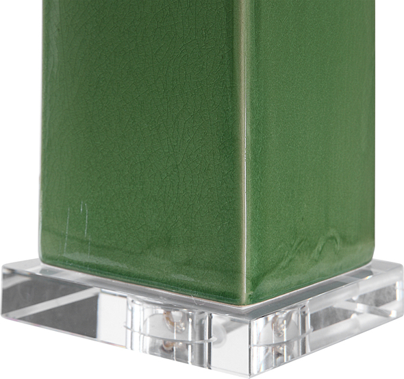 clear glass table lamps for bedroom Uttermost Tropical Green Table Lamp Finished In A Striking Tropical Green Glaze, This Ceramic Table Lamp Is Accented By Thick Crystal Ornaments And Brushed Nickel Accents.