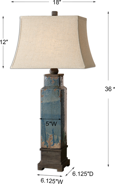 big bulb lights outdoor Uttermost Porcelain-Ceramic Table Lamps Distressed Blue Glaze Finish On A Textured Ceramic Body With Sandstone Undertones And Dark Rustic Bronze Details. Carolyn Kinder