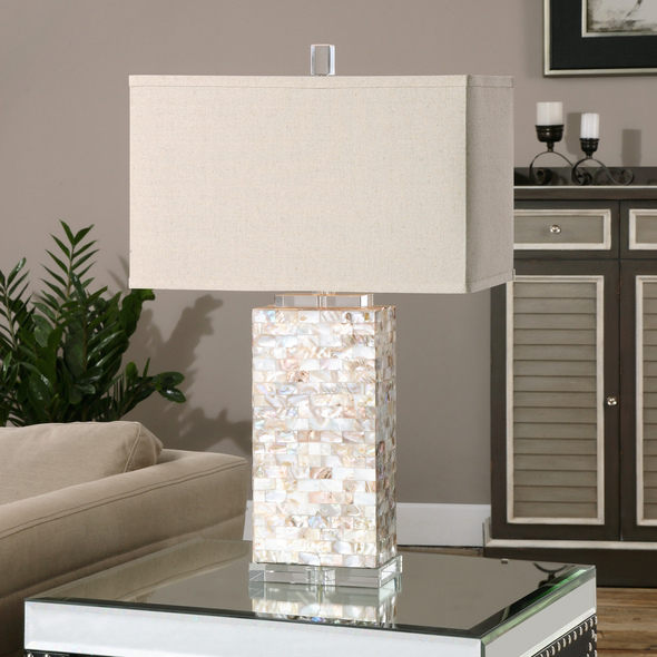 modern led table lamp Uttermost Capiz Shell Lamps Table Lamps Layered Capiz Shell Tiles Accented With Crystal Details.