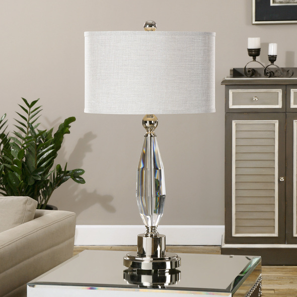 black and gold desk lamp Uttermost Cut Crystal Lamps Cut Crystal Base With Polished Nickel Plated Details.