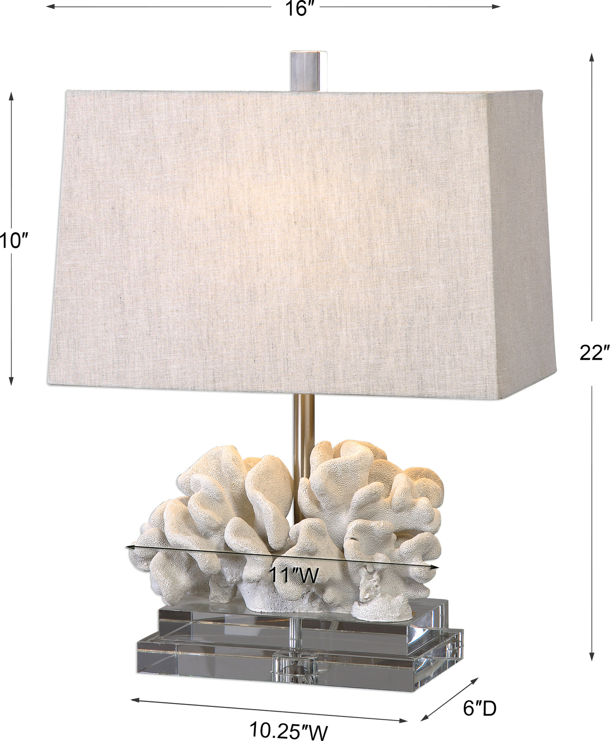 cylinder desk lamp Uttermost Coral Sculpture Table Lamp Taupe-ivory Coral Sculpture Accented With Thick Crystal Details. NA