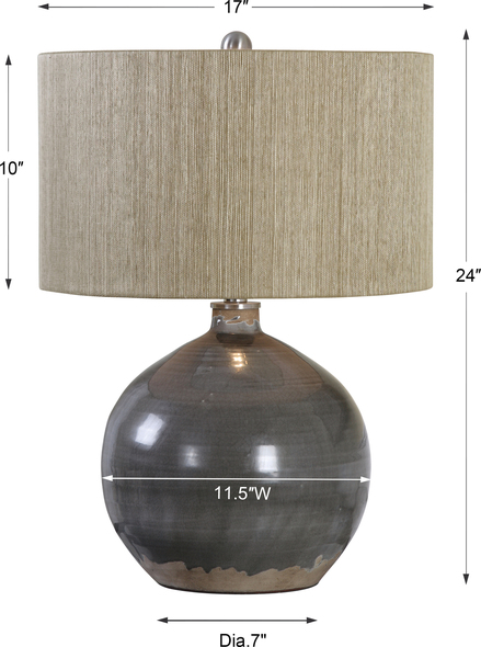 tall lamp shades for table lamps Uttermost Gray Ceramic Lamp Heavily Crackled Charcoal Gray Ceramic Glaze With A Rust Brown Undertone Accented With Plated Brushed Nickel Metal Details.