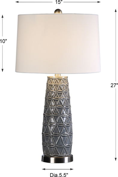 table night light Uttermost Stone Gray Lamp Embossed Ceramic Featuring Hand Applied Woven Details Finished In A Stone Gray Glaze With Plated Brushed Nickel Metal Accents.