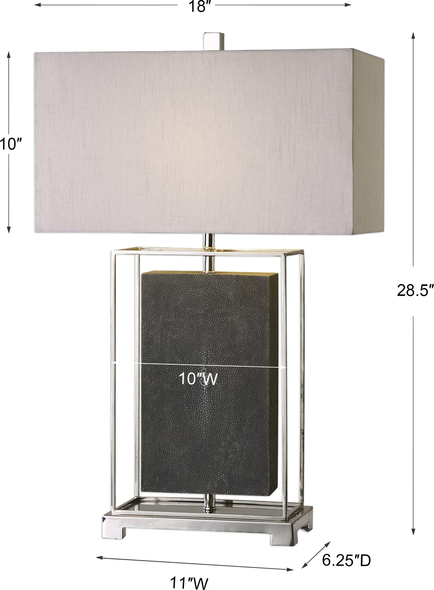 tapered lampshades for table lamps Uttermost Gray Textured Table Lamp The Suspended Rectangle Base Features A Rubbed Gray Faux Shagreen Texture, Surrounded By Polished Nickel Plated Details.