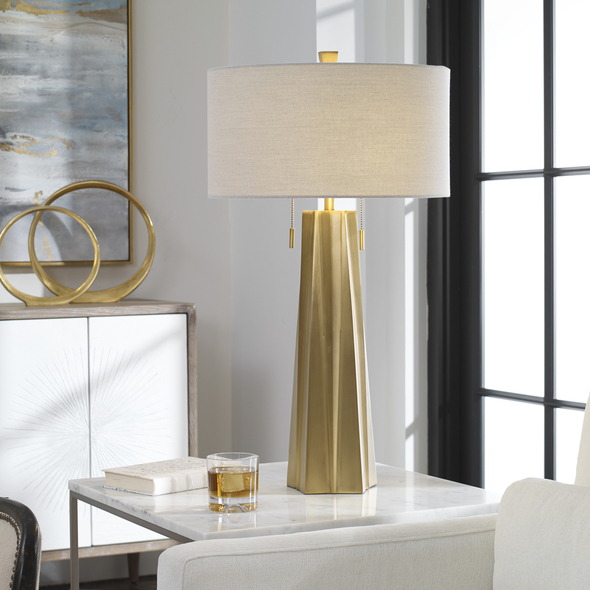 Uttermost Gold Table Lamp Table Lamps Shaped Steel, Molded Into An Inverted Star Pattern, Finished In A Plated Antiqued Brass.