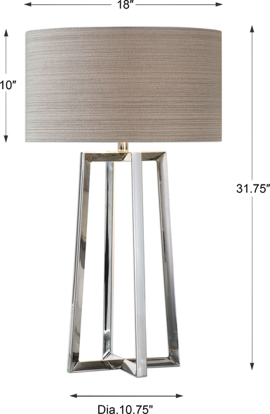tiny table lamp Uttermost Stainless Steel Lamp Slightly Tapered In Stature These Triangular Shaped Legs Are Crafted Out Of Polished Stainless Steel.