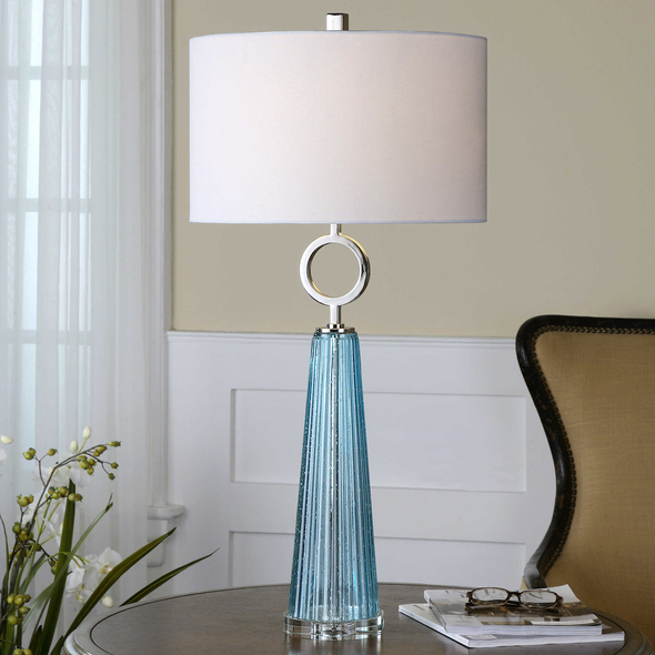 Uttermost Blue Glass Table Lamps Table Lamps Seeded Blue Glass With A Ribbed Texture Accented With Polished Nickel Plated Details. David Frisch