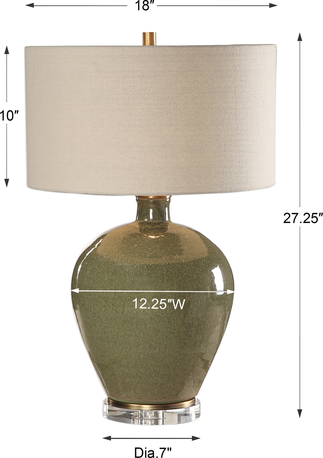 artist desk light Uttermost Table Lamp This Ceramic Base Is Finished In A Distressed Emerald Green Glaze, Accented With Antique Brass Plated Details And A Crystal Foot.