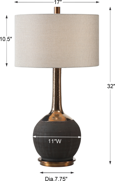 mini kitchen lamp Uttermost Black Lamp This Ceramic Base Features A Textured, Matte Black Hand-scored Body, Accented With A Metallic Golden Bronze Glazed Neck.