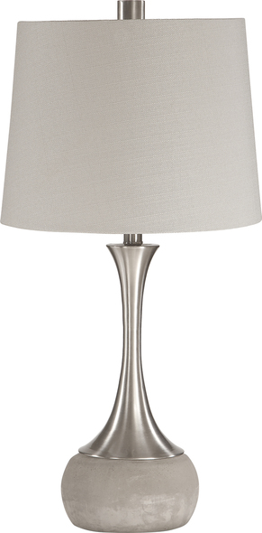 Uttermost Brushed Nickel Lamp Table Lamps This Sleek Spun Metal Base Features A Plated Brushed Nickel Finish, Displayed On A Smoothed Natural Concrete Foot.