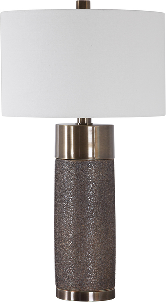 anglepoise mini mini Uttermost Bronze Table Lamp This Contemporary Table Lamp Design Showcases A Heavily Textured Ceramic Base That Is Finished In A Metallic Golden Bronze, Paired With Antique Brass Plated Iron Details.