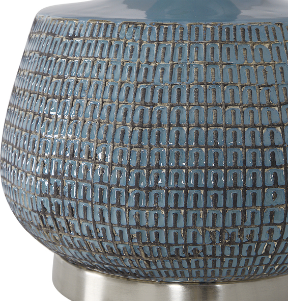 Uttermost Blue Glaze Table Lamp Table Lamps Add A Touch Of Tribal Flair To Any Room With This Embossed Ceramic Table Lamp That