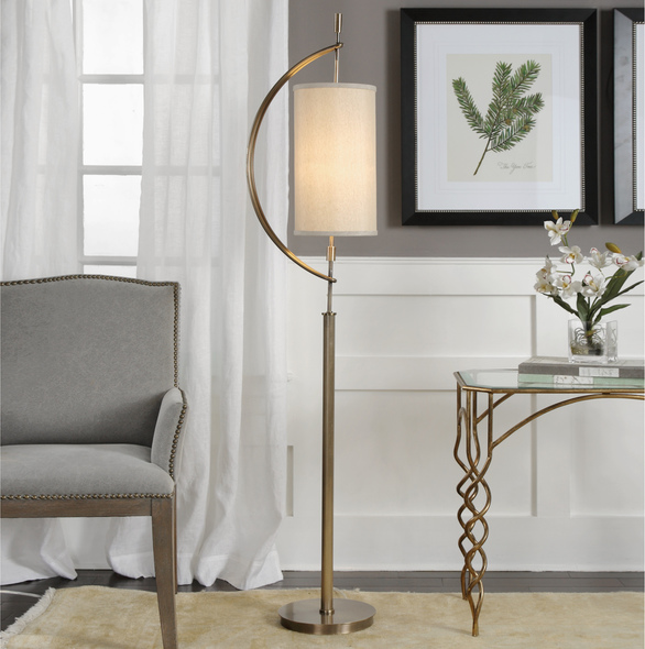 tall lamp shades for floor lamps Uttermost Antique Brass Floor Lamp Antique Brass Plated Steel, Featuring A Gracefully Curved Double Banded Design That Gives The Illusion Of A Suspended Shade.