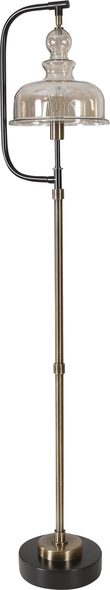 chandelier shade Uttermost Elieser Industrial Floor Lamp This Floor Lamp Features A Delicate Design Finished In A Plated Antiqued Brushed Brass And Rusted Aged Black.