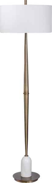 indoor led light fixtures Uttermost Minette Mid-Century Floor Lamp Transitional In Design, This Floor Lamp Has A Tapered Base Finished In A Plated Antique Brass, Accented With A Polished White Marble Detail.