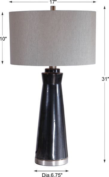 chandelier table lamp gold Uttermost Dark Charcoal Table Lamp Contemporary In Style, This Ceramic Table Lamp Is Finished In A Glossy Dark Charcoal Glaze, Accented With Brushed Nickel Plated Details.