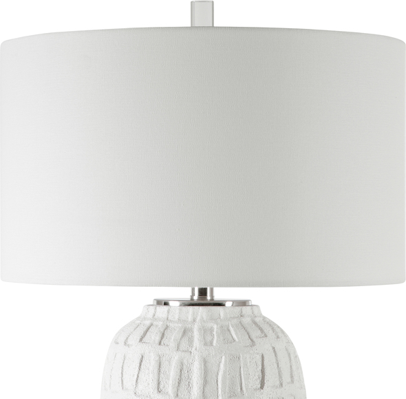 bedroom lamp light Uttermost Textured White Table Lamp A Modern Take On Old World Style, This Table Lamp Features A Textured, Aged White Ceramic Base With An Organic Grid Design Displayed On A Thick Crystal Foot With Polished Nickel Accents.