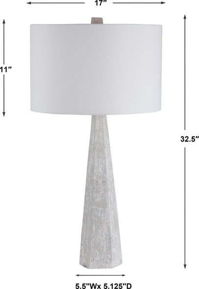 lamps for entryway table Uttermost Concrete Table Lamp This Table Lamp Showcases A Tapered Base In A Concrete Look With Crisp Edges And Porous Texture Finished In Off-white, Light Gray, And Taupe Tones, Paired With Brushed Nickel Accents.