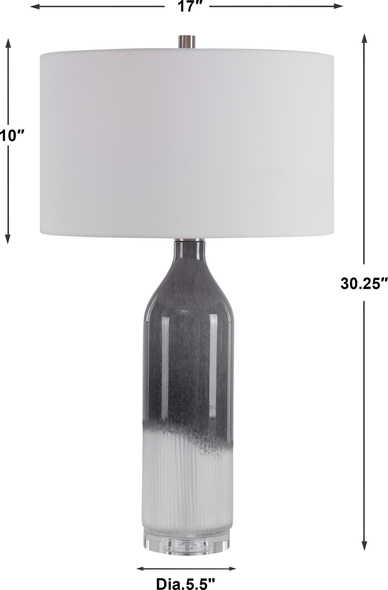 desk small lamp Uttermost Art Glass Table Lamp Table Lamps Perfect For Any Room Style, This Art Glass Table Lamp Features A Transitional Style With An Light Gray And Frosted White Ombre Look, Displayed On A Thick Crystal Foot Accented With Brushed Nickel Details.