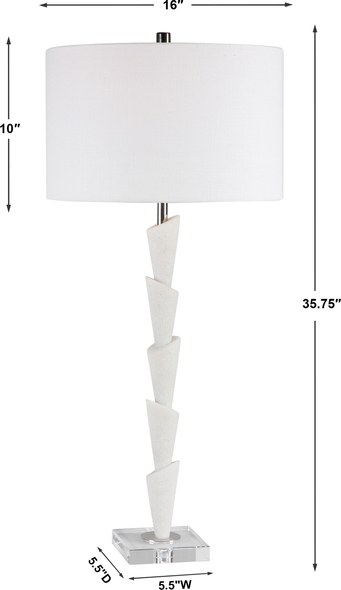 Uttermost Modern Table Lamp Table Lamps Showcasing A Granulated Marble That Accurately Replicates The Look Of Thassos Marble, This Table Lamp Evokes A Modern Sophisticated Style With White And Light Gray Tones That Are Accented With A Thick Crystal Foot And Polished Nickel Plated Details.
