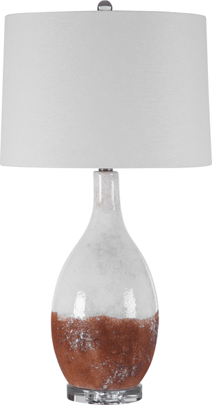 gold mini lights Uttermost Rust White Table Lamp This Table Lamp Features A Ceramic Base Finished In An Earthy Terracotta Rust That Transitions Into A Crackled Aged White Glaze, Accented With Brushed Nickel Plated Details And A Thick Crystal Foot.
