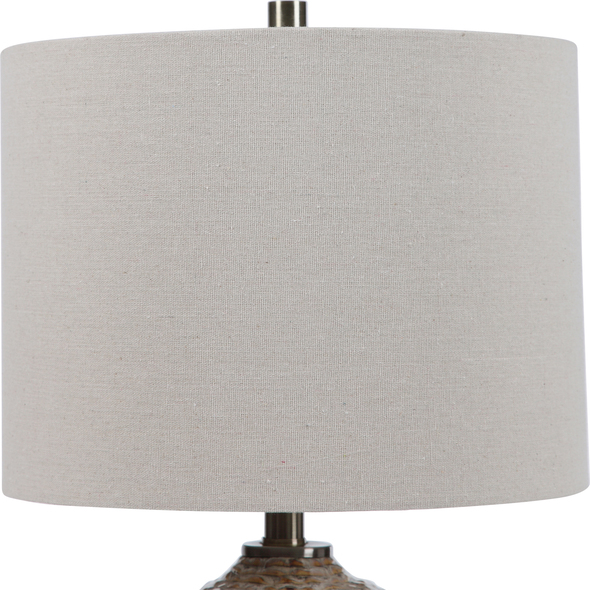 rose lamp light Uttermost Rustic Table Lamp This Unique Ceramic Table Lamp Displays A Rustic, Wavy Ribbed Texture In Rust Brown Glaze Covered In Aged Taupe Tones, Accented With Light Brushed Brass Details.