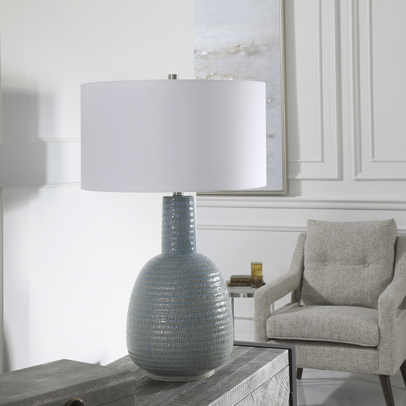 mini led light bulbs Uttermost Light Aqua Table Lamp Simple Yet Sophisticated, This Ceramic Table Lamp Is Finished In A Distressed Light Aqua Glaze With Intricate Hand Carved Texture, Accented By Brushed Nickel Details.