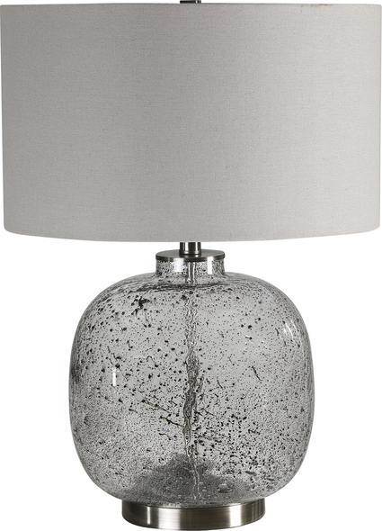 color garden lights Uttermost Glass Table Lamp Modern Style Table Lamp Features A Translucent Art Glass Base With Abstract Black Flecks Throughout, Accented With Brushed Nickel Details.