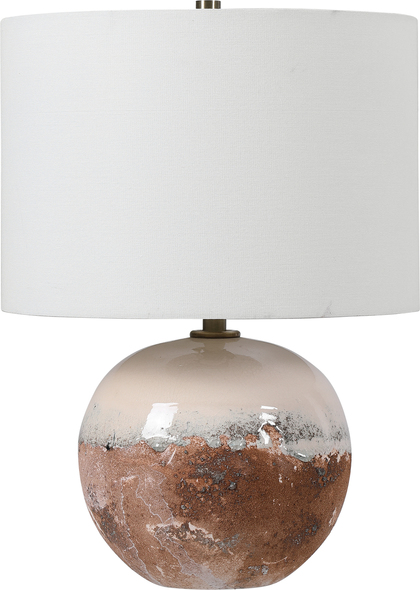 bed side table light Uttermost Terracotta Accent Lamp This Accent Lamp Features A Ceramic Base Finished In An Earthy Terracotta Rust That Transitions Into A Crackled Aged White Glaze, Accented With Light Antique Brass Plated Details.