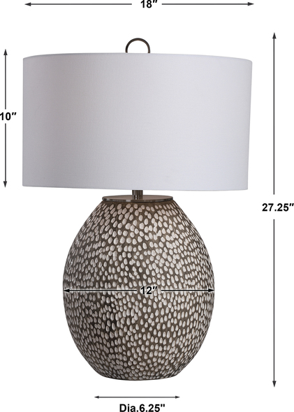 art nouveau table lamp Uttermost Gray White Table Lamp This Ceramic Table Lamp Features A Heavily Pitted Surface, Finished In A Combination Of Brushed Rustic Gray And Crackled Gloss White Glaze, Paired With Brushed Nickel Plated Iron Details.