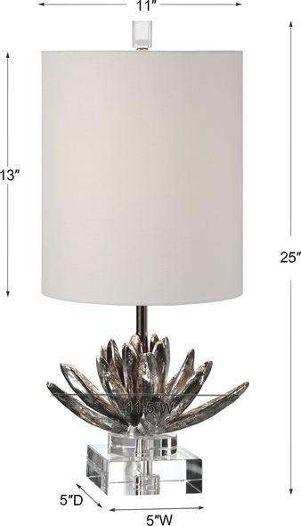 outdoor lights for house christmas Uttermost Silver Lotus Accent Lamp Simple Elegance Is Achieved By This Antiqued, Metallic Silver, Lotus Bloom That Appears To Be Floating On A Clear Crystal Foot.