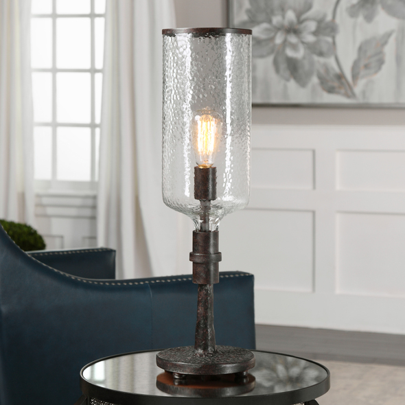 Uttermost Old Industrial Accent Lamp Table Lamps Old Industrial Look, Featuring Imperfect Lines And Hammered Textures, With An Old Iron Finish And Rust Distressing.