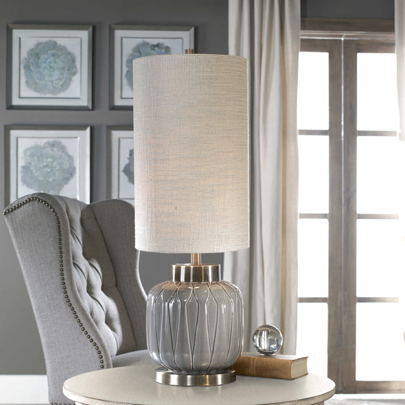 clear vintage light bulbs Uttermost Aged Gray Ceramic Lamps Aged Gray Ceramic, Featuring An Embossed Decorative Design, Accented With Heavily Antiqued Brass Plated Details.