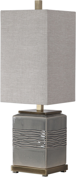 small modern lamp Uttermost Gray Glaze Buffet Lamp A Contemporary Style Emanates From This Ceramic Base That Features Wavy Embossing That Has A Subtle Organic Feel, Finished In A Warm Gray Glaze, Accented With Plated Antique Brass Details.