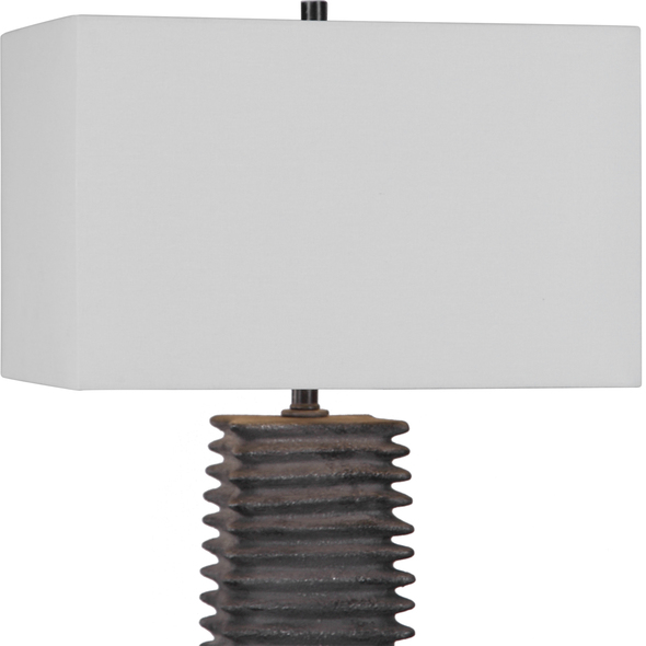 tiffany style light shade Uttermost Metallic Charcoal Table Lamp This Ceramic Table Lamp Features A Deep Ribbed Texture With A Subtle Organic Shape Finished In A Metallic Charcoal Glaze, Accented With Matching Metal Details.