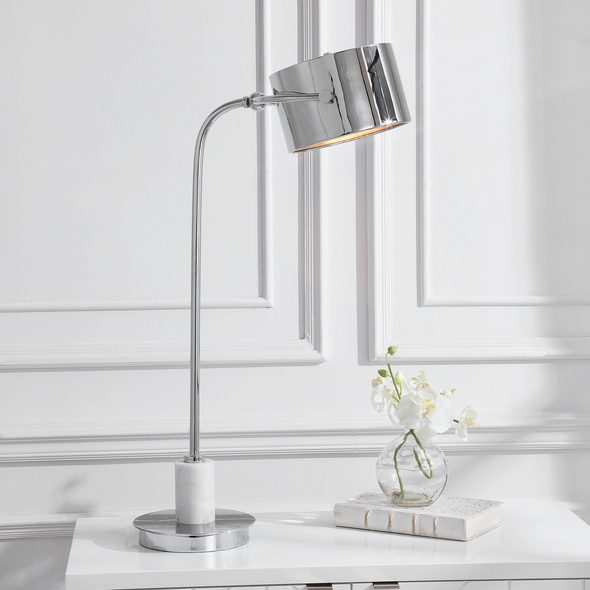 Uttermost Contemporary Desk Lamp Table Lamps Contemporary Desk Lamp Features A Solid Steel Construction That Is Finished In A Sleek Polished Nickel Plating With A Matching Metal Shade, Accented With A White Marble Collar.