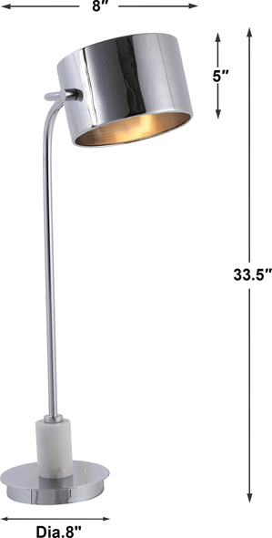 Uttermost Contemporary Desk Lamp Table Lamps Contemporary Desk Lamp Features A Solid Steel Construction That Is Finished In A Sleek Polished Nickel Plating With A Matching Metal Shade, Accented With A White Marble Collar.