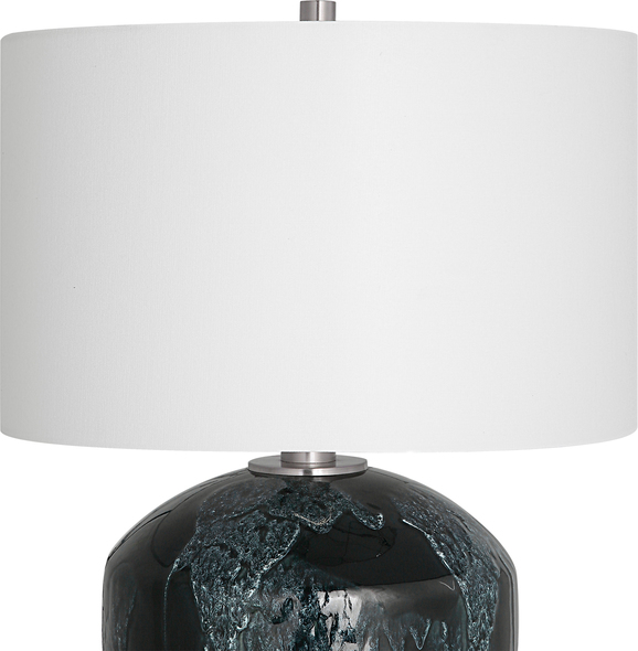  Uttermost Deep Green Table Lamp Table Lamps This Ceramic Table Lamp Features A Deep Emerald Green Drip Glaze With Subtle Ivory Undertones Paired With Brushed Nickel Plated Details.