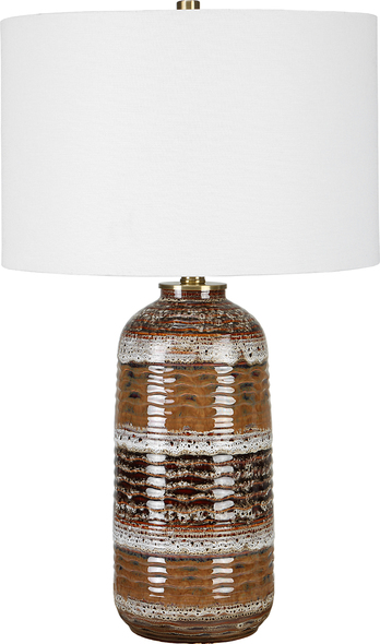 best small lamps Uttermost Artisian Table Lamp Natural Browns, Taupe, White, And Charcoal Tones Work Together To Create A Unique Artisan-crafted Look For This Table Lamp. The Ceramic Base Is Accented By Antique Brass Finished Details And A Subtle Ribbed Texture. Glaze Colors And Designs May Vary Slightly Adding To The Authenticity And Character Of The Piece.
