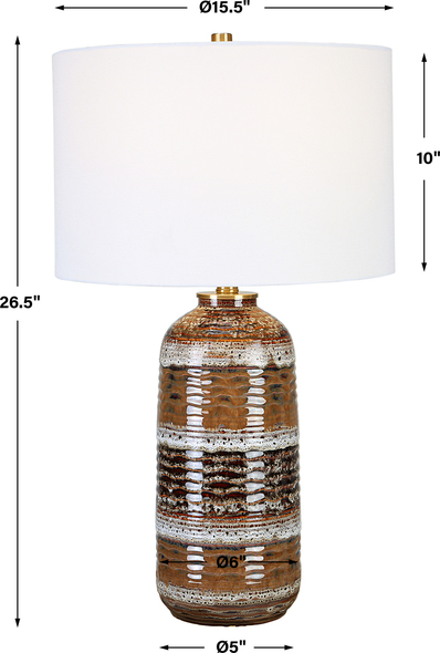 best small lamps Uttermost Artisian Table Lamp Natural Browns, Taupe, White, And Charcoal Tones Work Together To Create A Unique Artisan-crafted Look For This Table Lamp. The Ceramic Base Is Accented By Antique Brass Finished Details And A Subtle Ribbed Texture. Glaze Colors And Designs May Vary Slightly Adding To The Authenticity And Character Of The Piece.