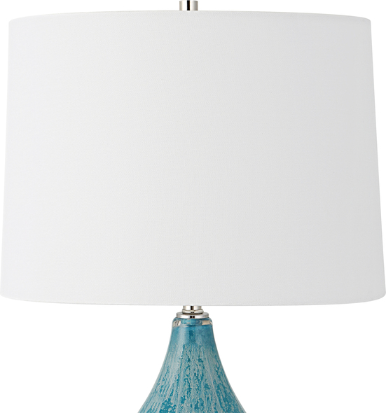 vintage mini lamp Uttermost Blue Table Lamp Displaying A Timeless Elegance, This Glass Table Lamp Is Handcrafted From Glass Is Finished In Mottled Shades Of Light Blue And Turquoise With Iron Accents Finished In Polished Nickel.