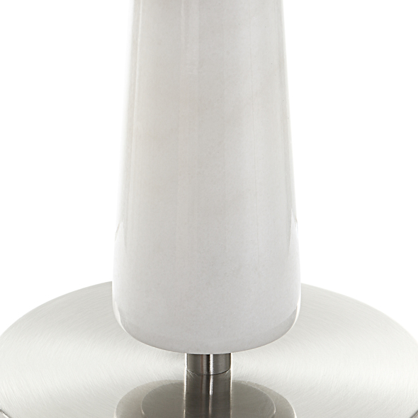 Uttermost White Table Lamp Table Lamps Timeless And Sophisticated, This Table Lamp Boasts Tapered White Marble With Subtle Gray Veining, Accented By Iron Details Finished In Brushed Nickel.