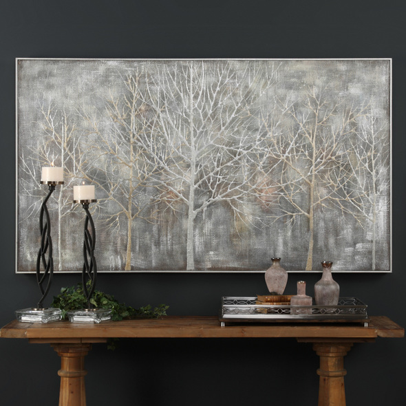 cloth canvas art Uttermost Landscape Art Hand Painted With Texture To Raise Image From Canvas.  Chanpagne Silver Gallery Frame.