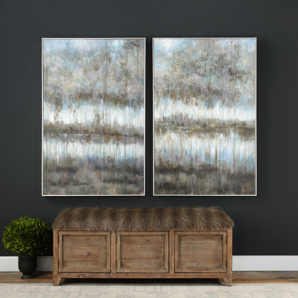 canvas picture ideas Uttermost Landscape Art Hand Painted Canvas Over Wooden Stretchers With Silver Leaf Gallery Frame.