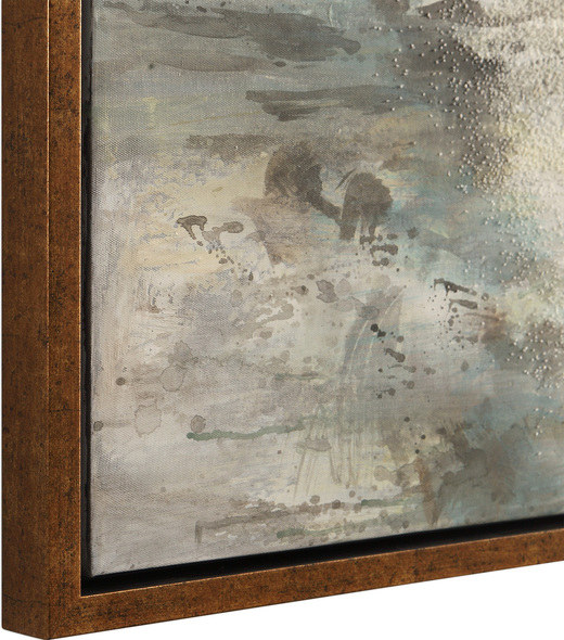 great wall art Uttermost Abstract Art Antique Copper Bronze Gallery Frame. Handpainted On Canvas With Cream Colored Areas Textured With Sand. Art Colors Are Soft Greens, Grey, Gold , Some Taupe And Some Off White And Black.