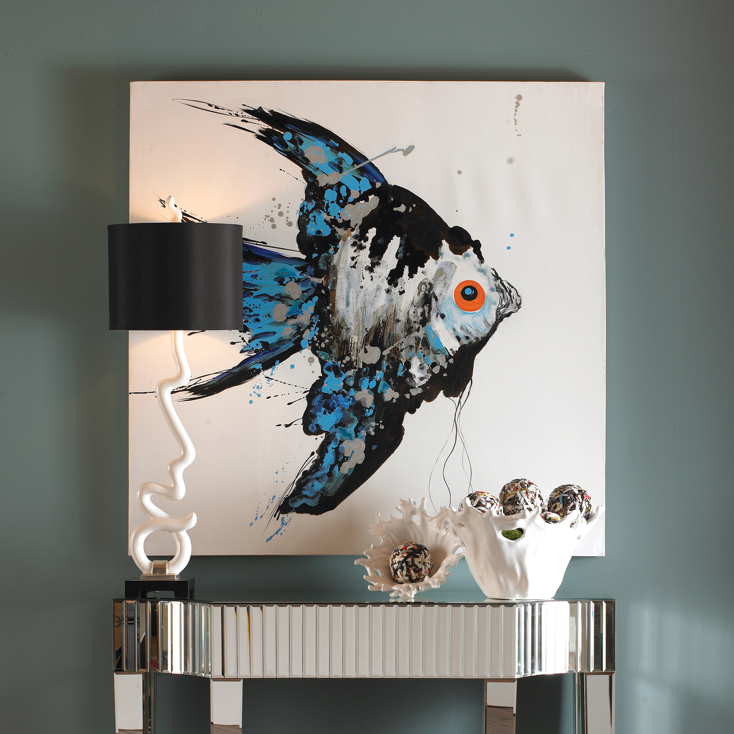 Uttermost Fish Art Wall Art Hand Painted On Canvas Over Wooden Stretchers. Grace Feyock