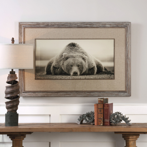 cool wall stickers Uttermost Bear Print Frame Is Distressed Pine With Heavy White Glaze Hangup.   Inner Fillet Is Natural Wood And A Burlap Mat.