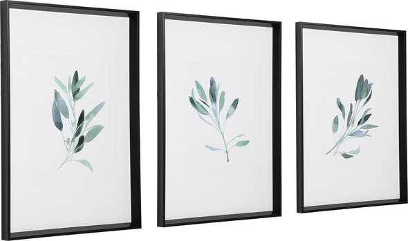 accent wall pieces Uttermost Botanical Prints Change Frame To Black, Watercolor Style, Green, Teal, Botanical, Polished Silver Frame With Double White Matting, Under Glass