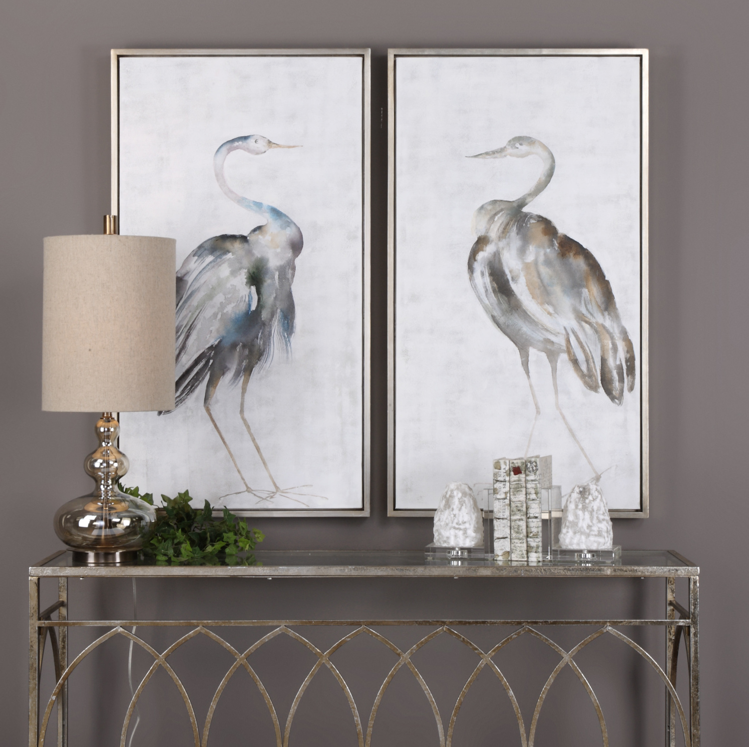 circle wall decor Uttermost Bird Art Hand Painted Canvas Over Wooden Stretchers With Champagne Silver Frame.