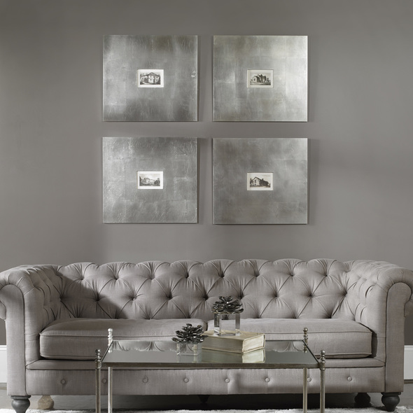 cheap large canvas wall art Uttermost Vintage Art Wide Frames With A Champagne Silver Leaf Base And Light Brown Glaze. Grace Feyock